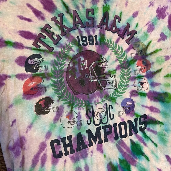 Vintage Texas AM 1991 SWC Football Champions T Shirt Tie Dye XL - Picture 3 of 7